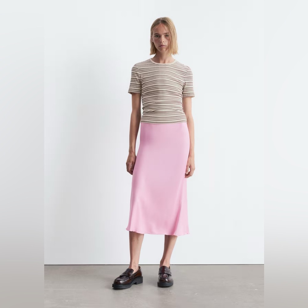 & Other Stories Satin Midi Skirt